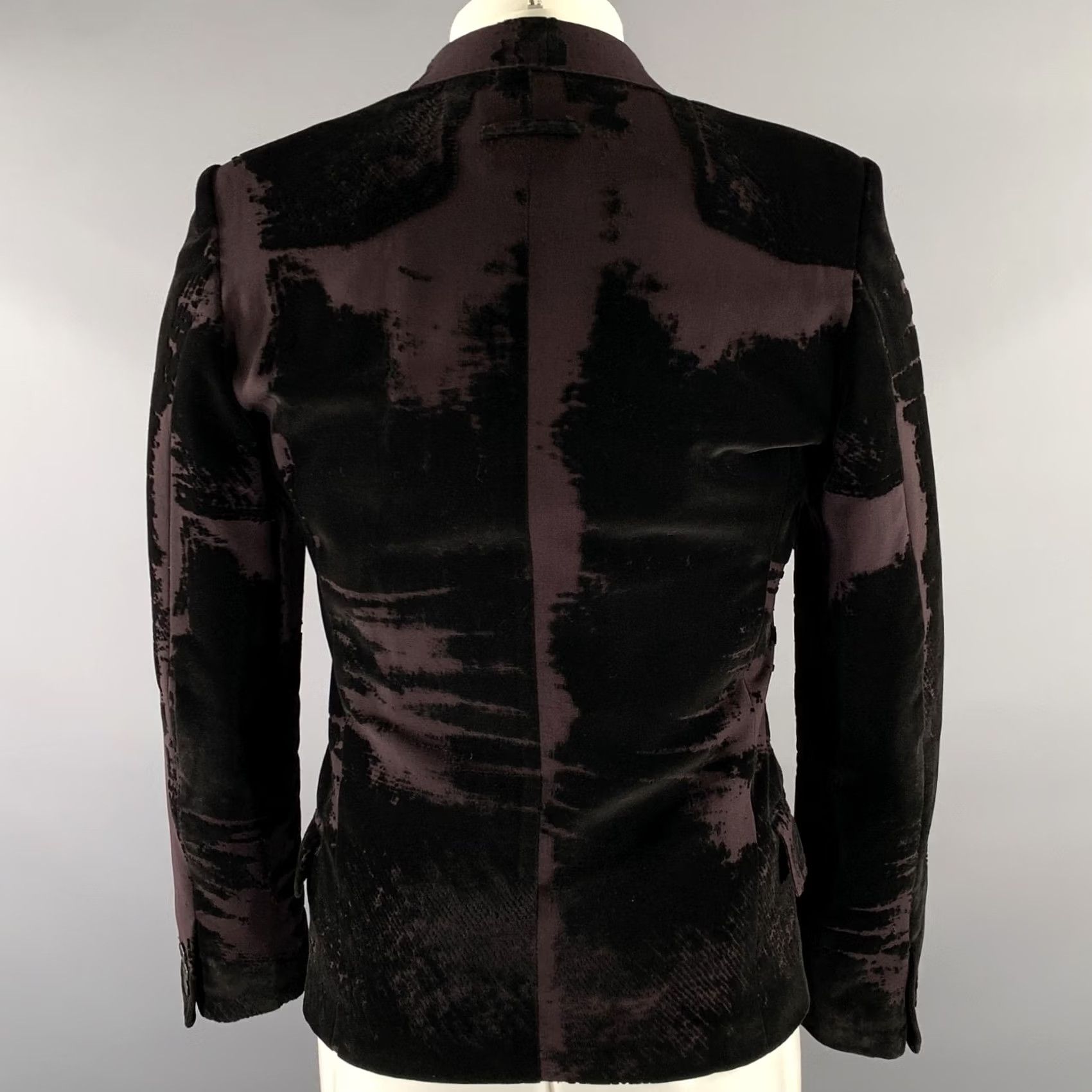Jean Paul Gaultier JEAN PAUL GAULTIER Sport Coat 38 Black Burgundy Devore Velvet Mens Size US 38 / EU 54 - 4 Thumbnail
