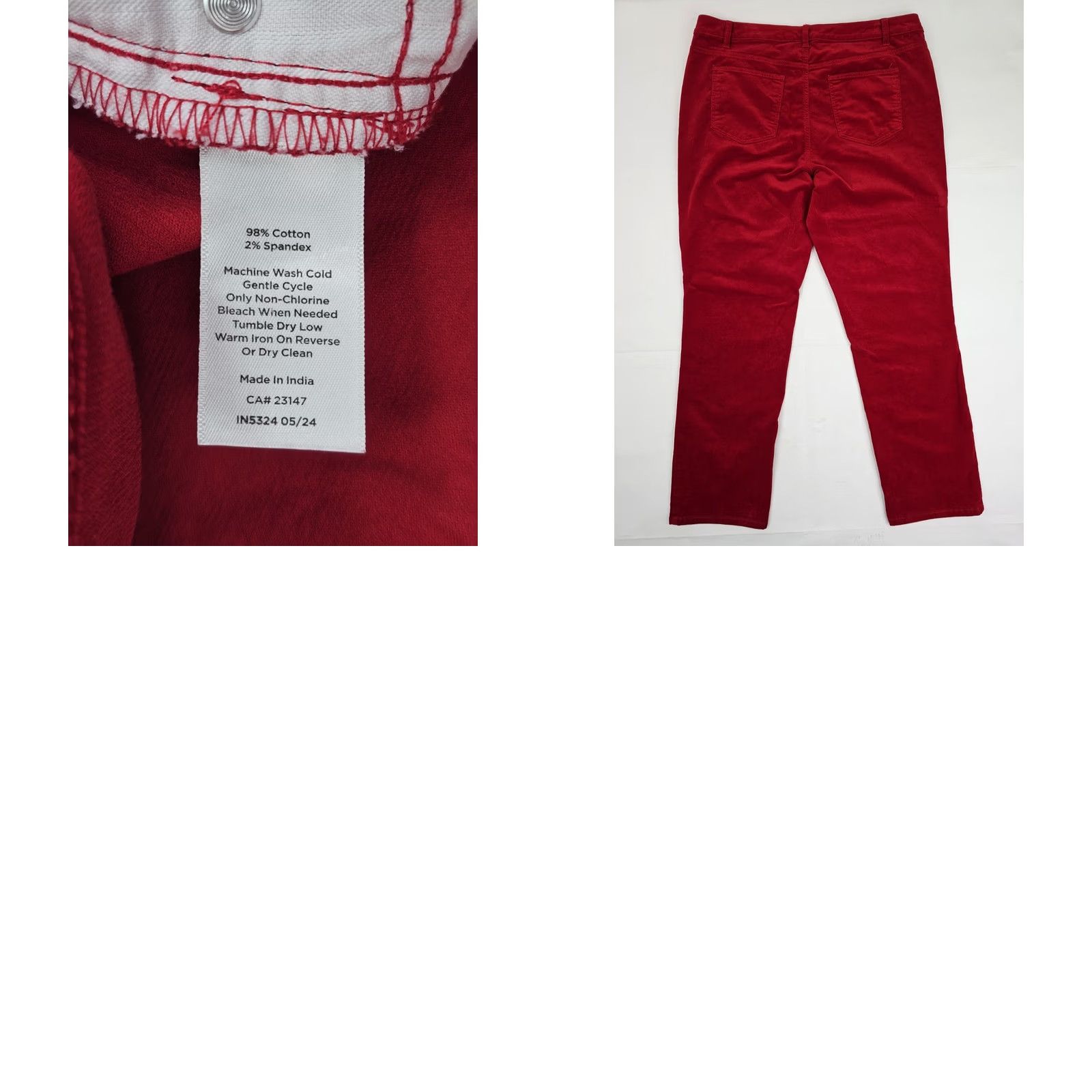 Talbots Talbots Red Corduroy High Rise Straight Leg Pants Women 16 EUC Cotton Size 38" / US 16 / IT 52 - 8 Thumbnail
