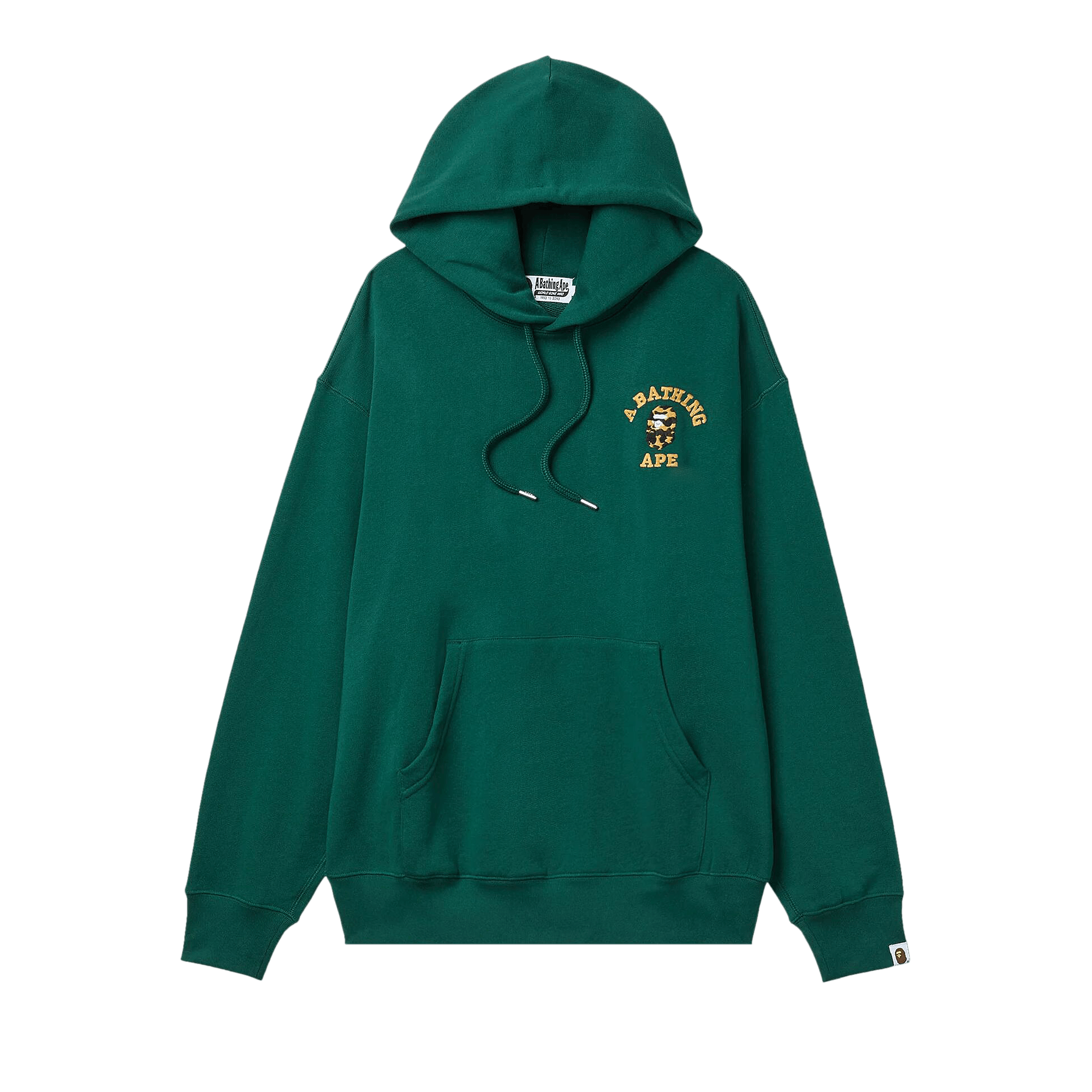 BAPE 1st Camo College Logo Relaxed Fit Pullover Hoodie Olive