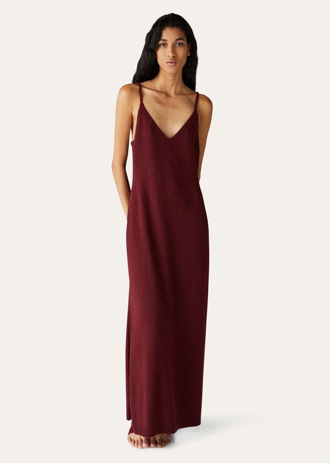 Loro Piana o1srvl11e1024 Cocooning Baby Cashmere Maxi Dress in Burgundy Size M / US 6-8 / IT 42-44 - 2 Thumbnail