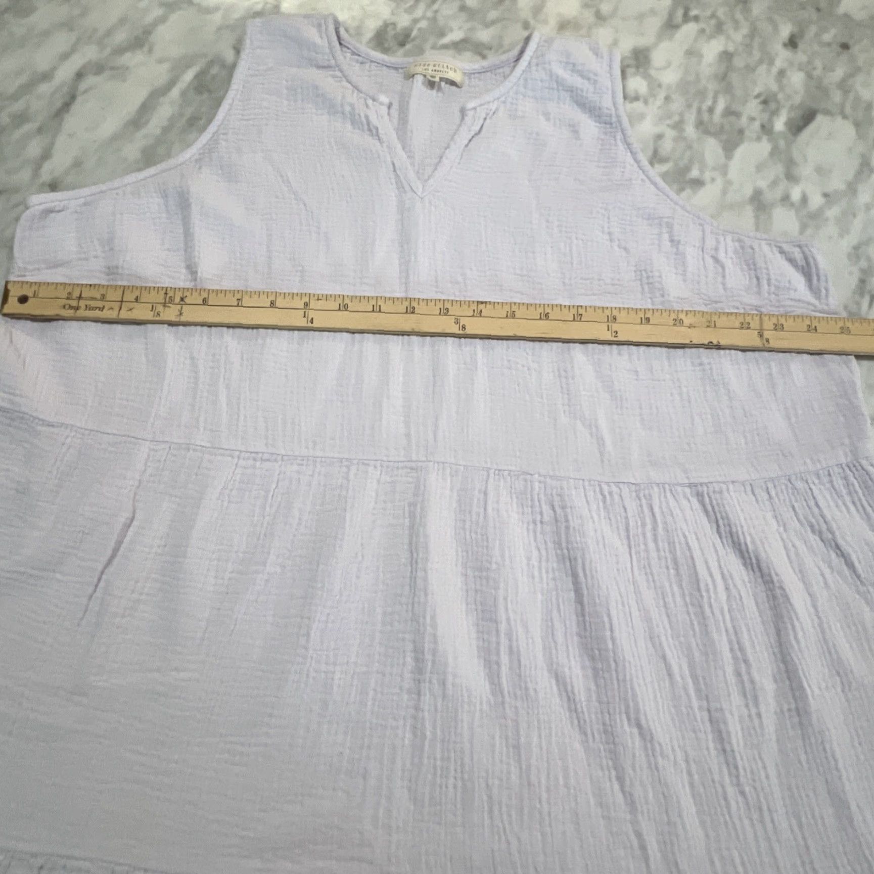 Vintage Side Stitch Dress 2X White Sleeveless Plush Crinkle Gauze Tiered A-Line Women Long Spring Summer Size XXL / US 16-18 / IT 52-54 - 7 Thumbnail