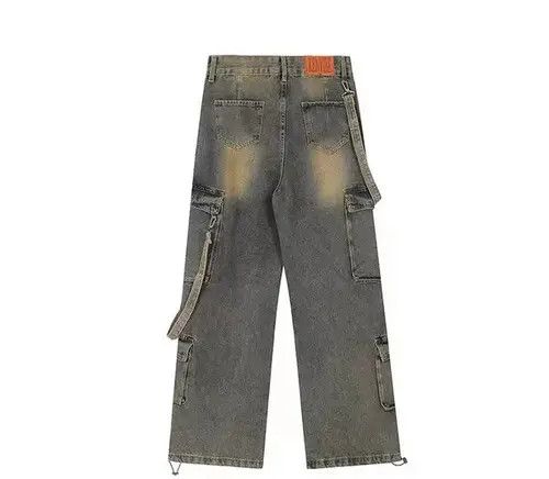 Japanese Brand × Jean Retro yellow mud-dyed distressed multi-pocket cargo jeans Size US 32 / EU 48 - 2 Thumbnail