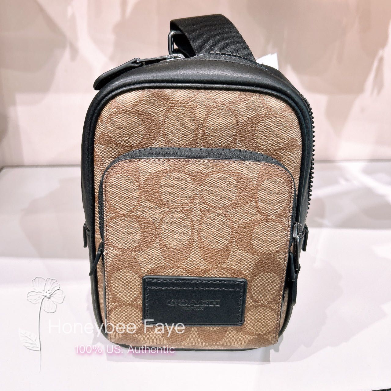 image of NWT Coach Track Pack 14 In Signature Canvas in Gunmetal/Khaki/Black, Men's