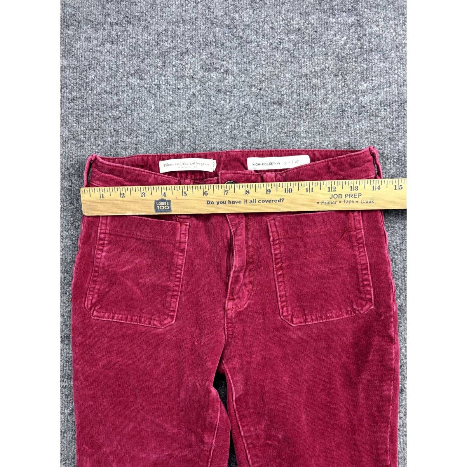 Vintage Pilcro And The Letterpress Womens 27 Red Corduroy High Rise Skinny Ankle Pants Size 27" / US 4 / IT 40 - 3 Thumbnail