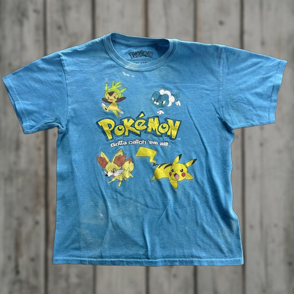 Vintage Pokemon Shirt Mens 2XL Blue Pikachu Chespin Fennekin Froakie Tee Gotta Catch Em All Size US XXL / EU 58 / 5 - 1 Thumbnail