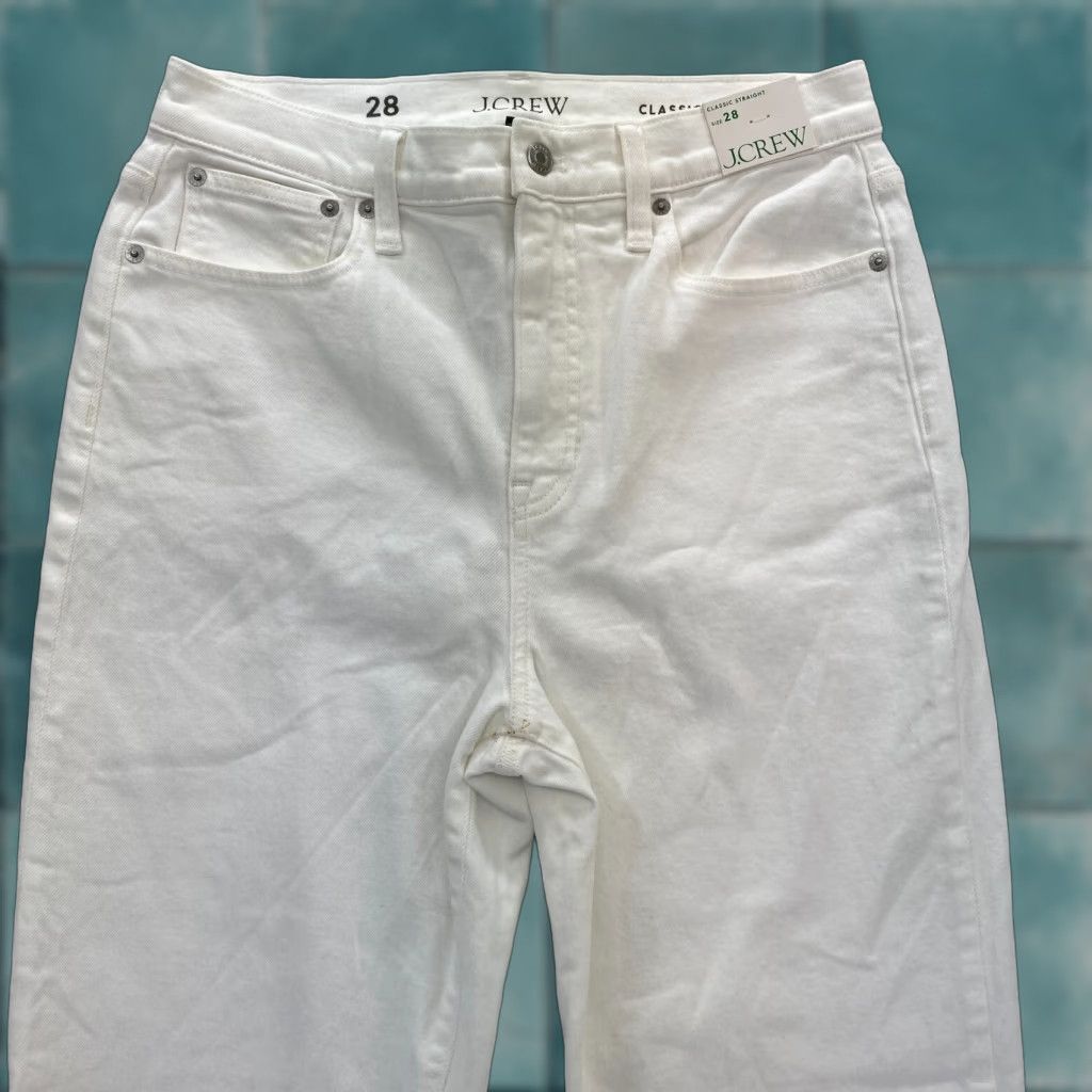 J.Crew J.CREW Classic Straight Jeans Women's 28 White Stretch Denim High Rise Casual Size 28" / US 6 / IT 42 - 1 Thumbnail