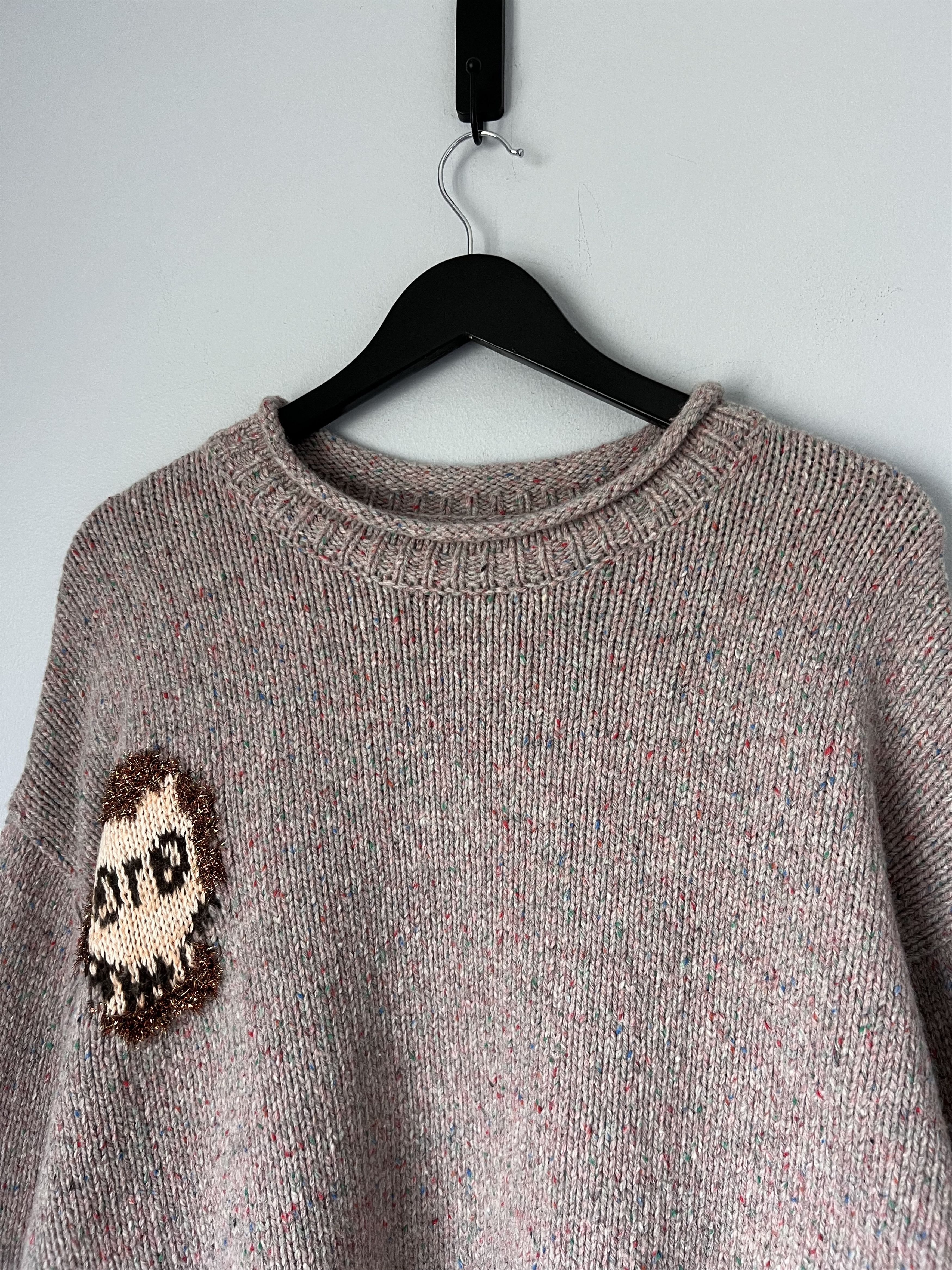 Acne Studios Acne Studios Konegal Skull Wool Blend Sweater in Beige Size US L / EU 52-54 / 3 - 2 Thumbnail