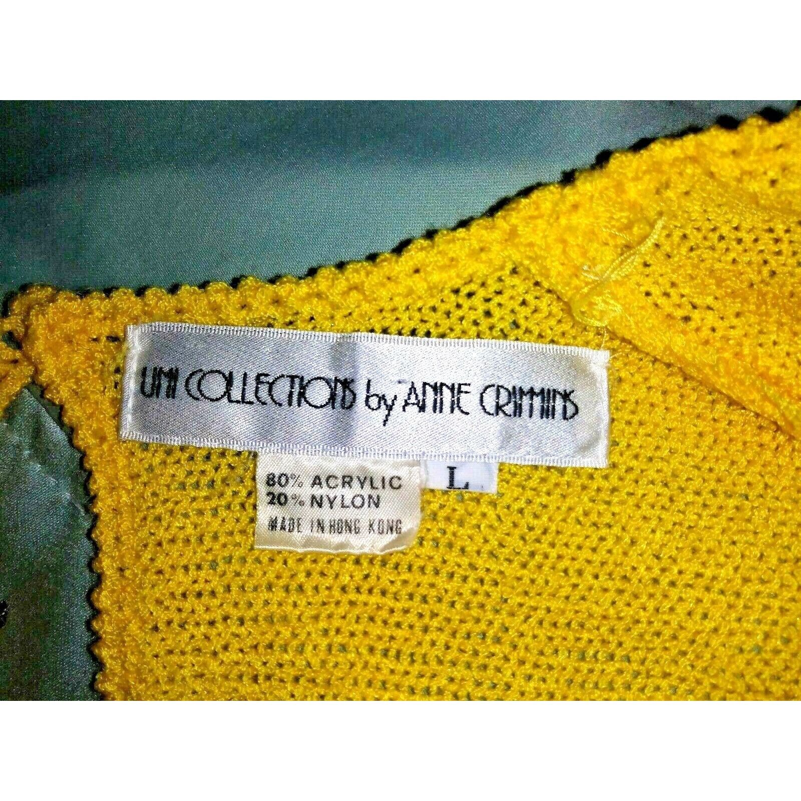 Other VTG 80s ANNE CRIMMINS Sweater Yellow Sz L embroidered appliq Size L / US 10 / IT 46 - 5 Thumbnail