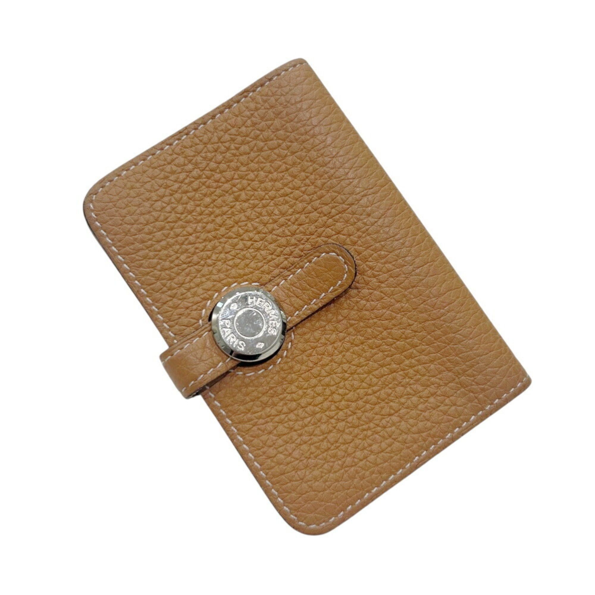 Hermes HERMES Dogon Card Case, Taurillon Clemence Leather, C Stamp, 2018, Gold and Brown, for Men Women Size ONE SIZE - 1 Thumbnail