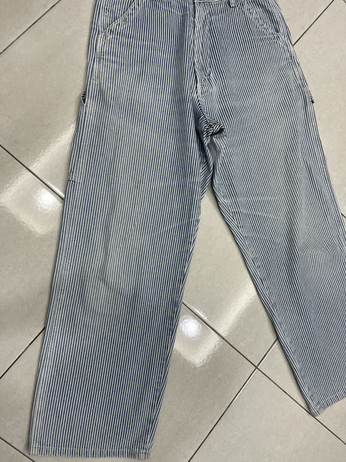 Lee Lee Hickory Stripe Carpenter Pants Union Made Sanforized Size 28" / US 6 / IT 42 - 2 Thumbnail