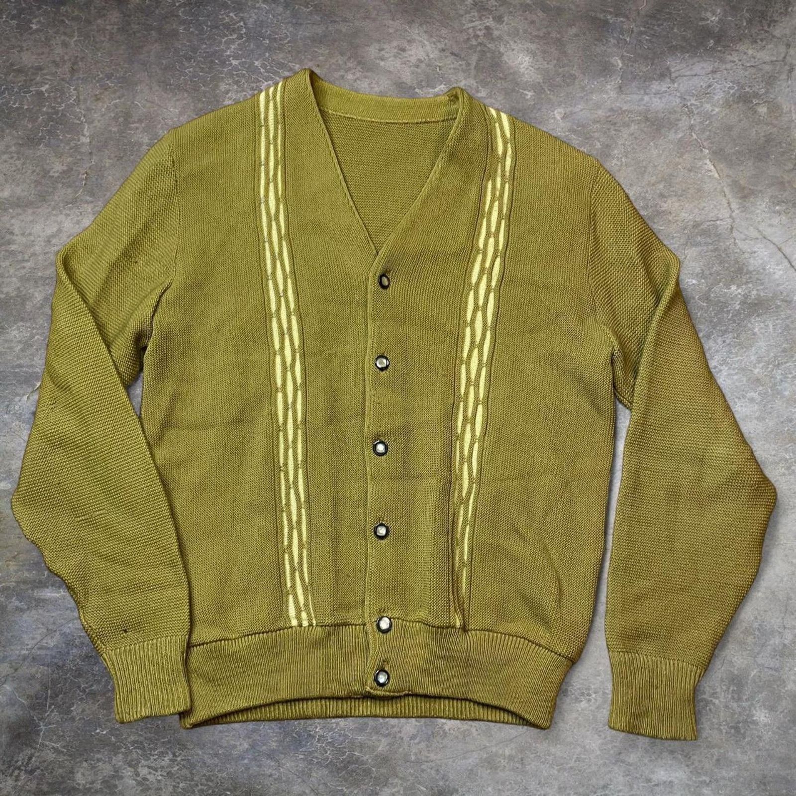 Other Unbranded olive green vintage 60s Cardigan Size US M / EU 48-50 / 2 - 1 Thumbnail