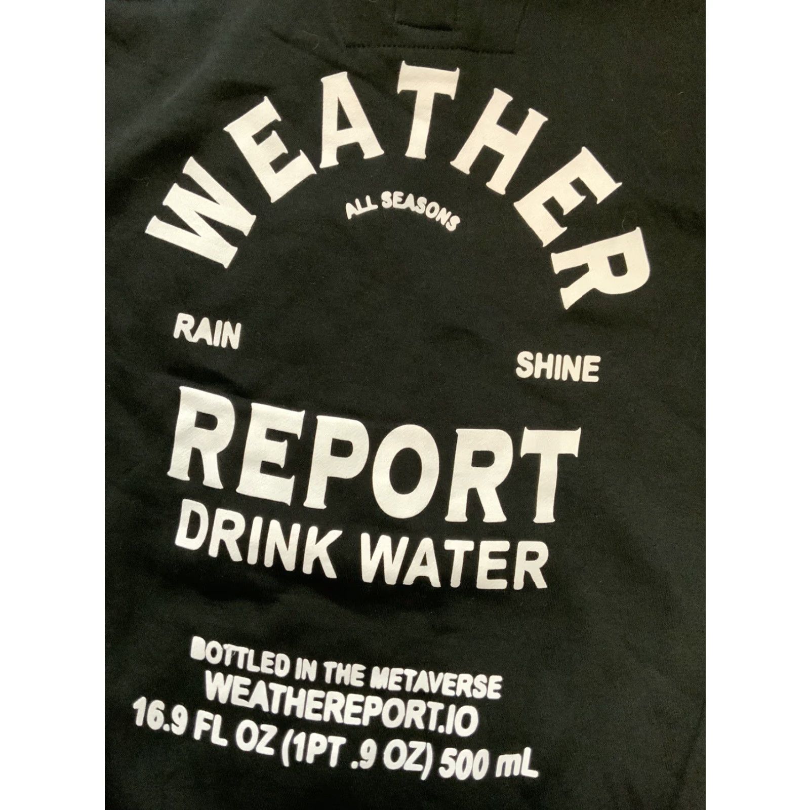 Vintage Weather Report Drink Water All Seasons Bottled In The Metaverse Black Hoodie XL Size US XL / EU 56 / 4 - 4 Thumbnail