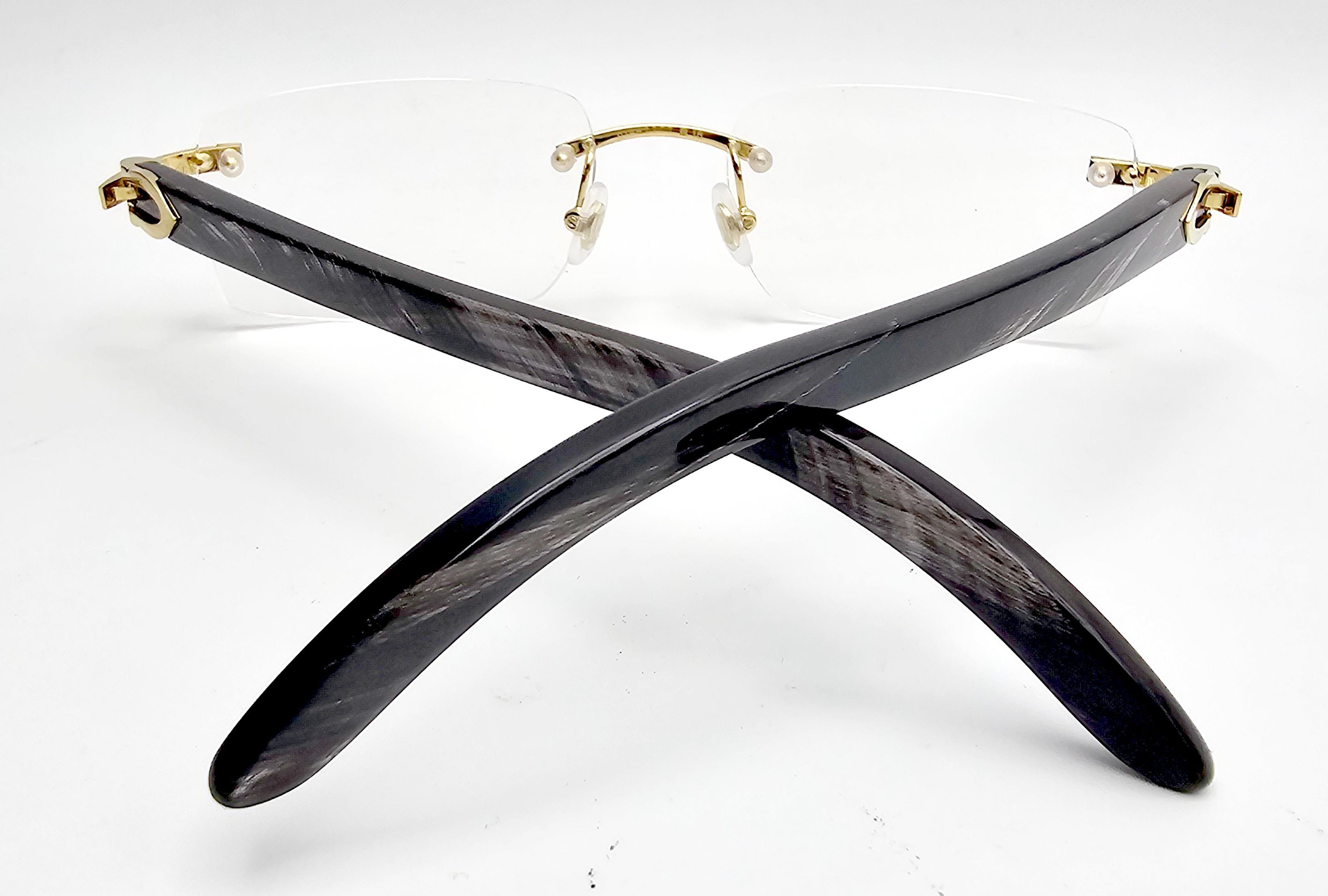 Cartier NEW! Cartier Black Buffalo Horn Glasses CT00490 Size ONE SIZE - 11 Thumbnail