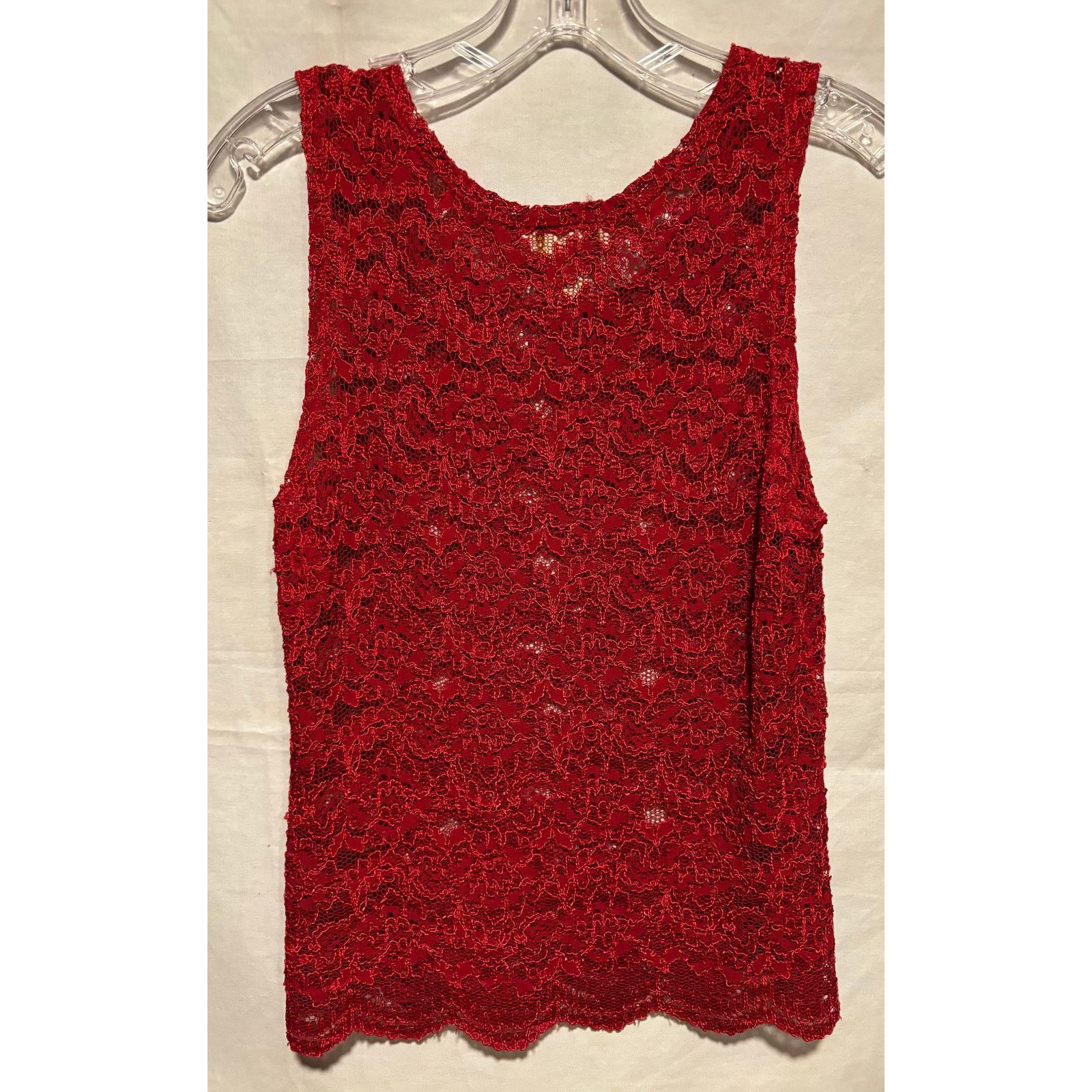 Victoria's Secret Victoria's Secret Vintage Red Stretch Lace Top Cami Scallop Size M / US 6-8 / IT 42-44 - 4 Thumbnail