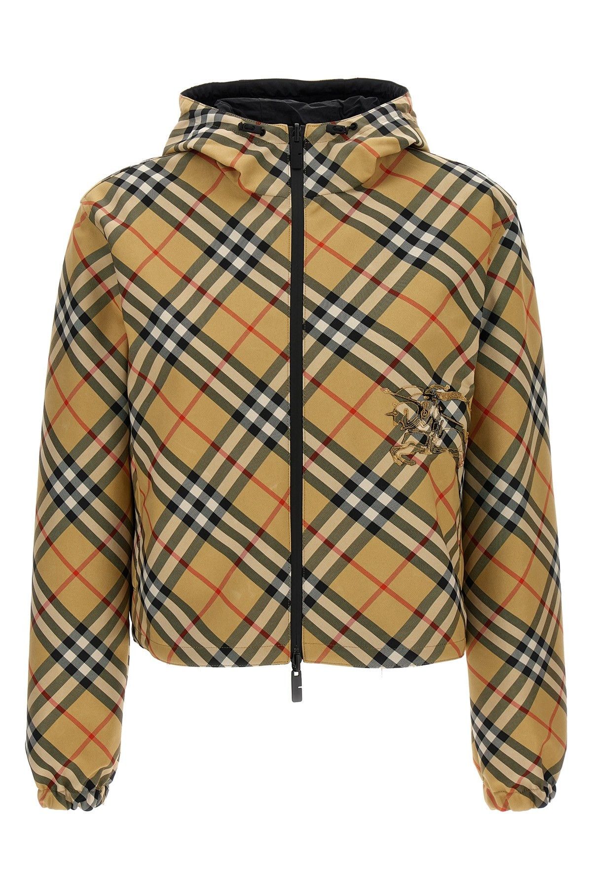 image of Burberry Crop Check Reversible Jacket in Beige, Women's (Size XS)