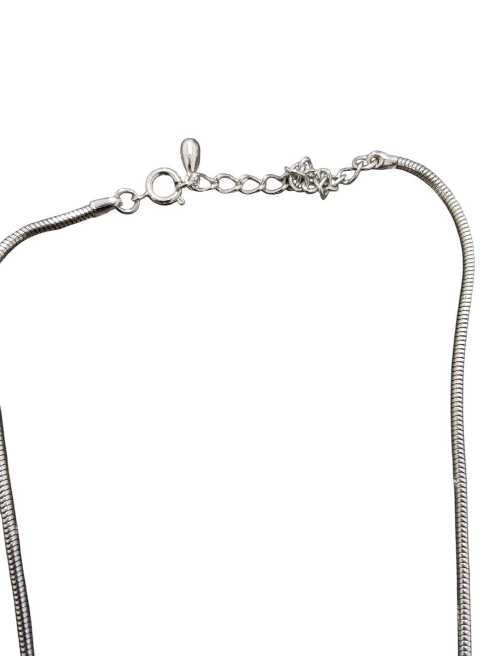 Vintage SILVER COATED NECKLACE WITH RECTANGULAR ABSTRACT PENDANT Size ONE SIZE - 4 Thumbnail