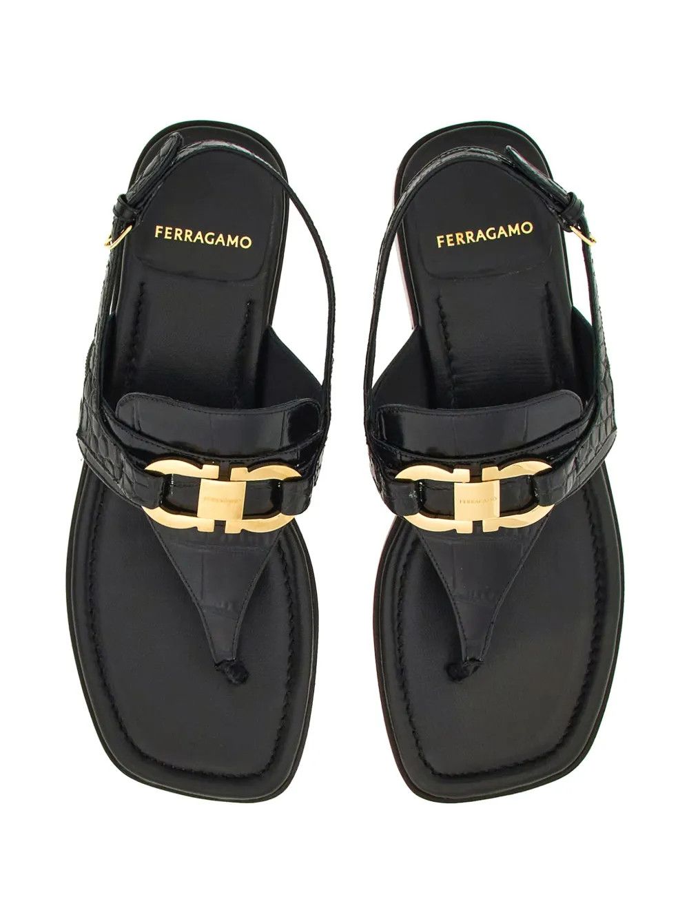 Salvatore Ferragamo o1y0426 Slingback Thong Sandals in Black Size US 5.5 / IT 35.5 - 4 Thumbnail