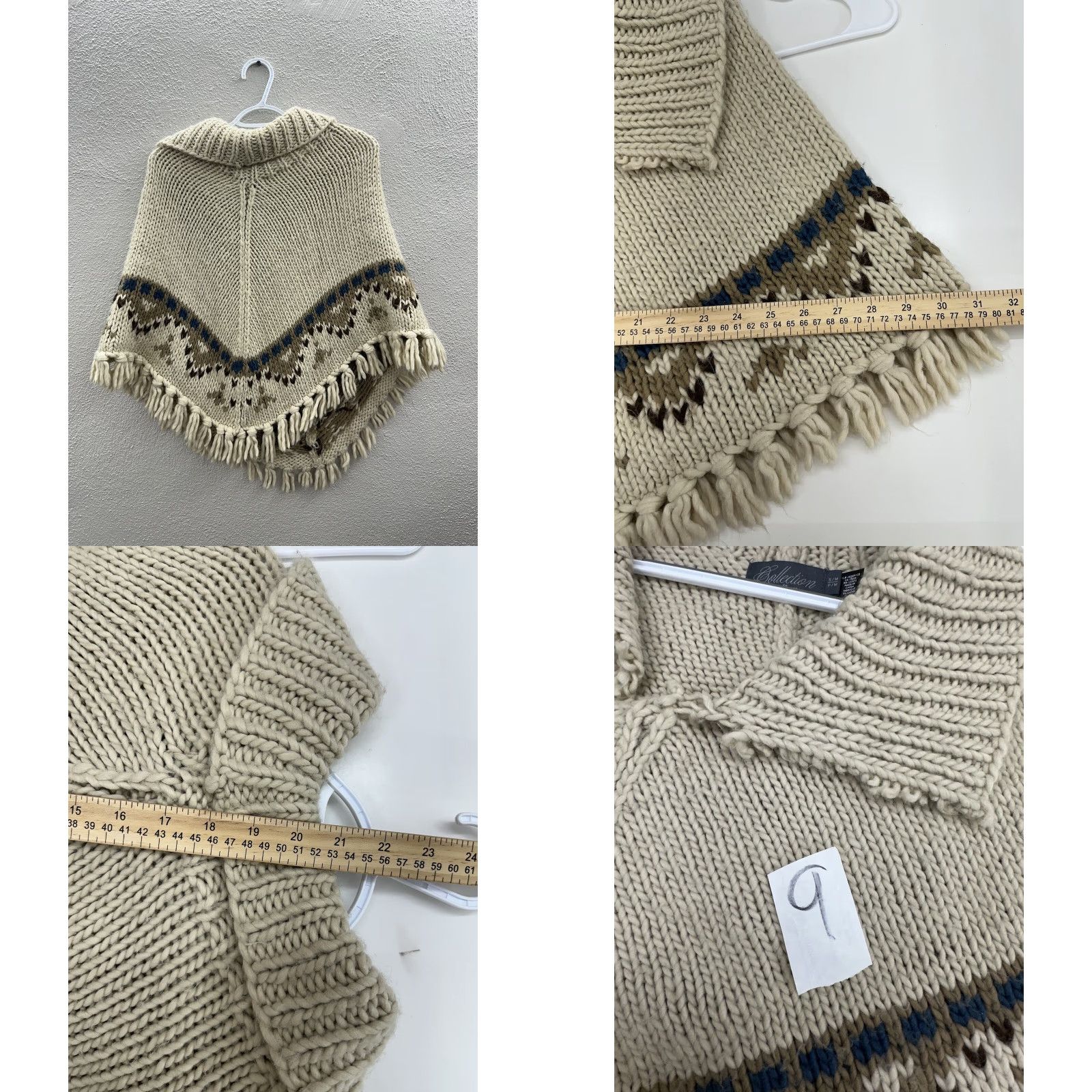 Vintage Costa Blanca Poncho Collection Size Small Brown Knit Fringe Womens Size ONE SIZE - 8 Thumbnail