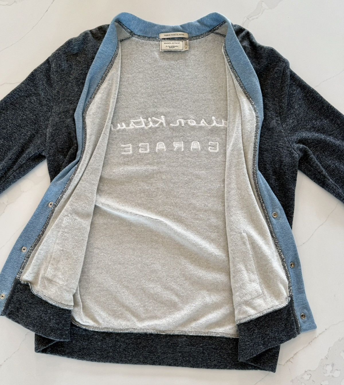 Maison Kitsune Archive Maison Kitsune Paris “Garage” Grey W/Blue Cardigan S Size US S / EU 44-46 / 1 - 5 Thumbnail