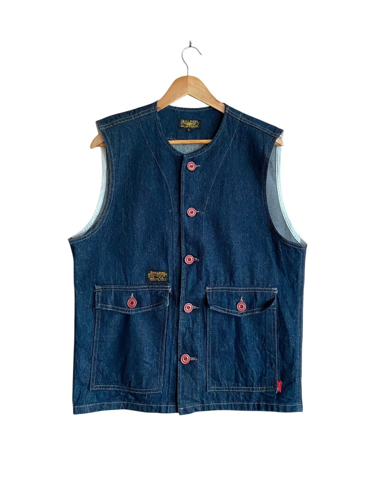 Japanese Brand Vintage Japanese Brand Small Birds Denim Vests 2000s Size US L / EU 52-54 / 3 - 1 Thumbnail