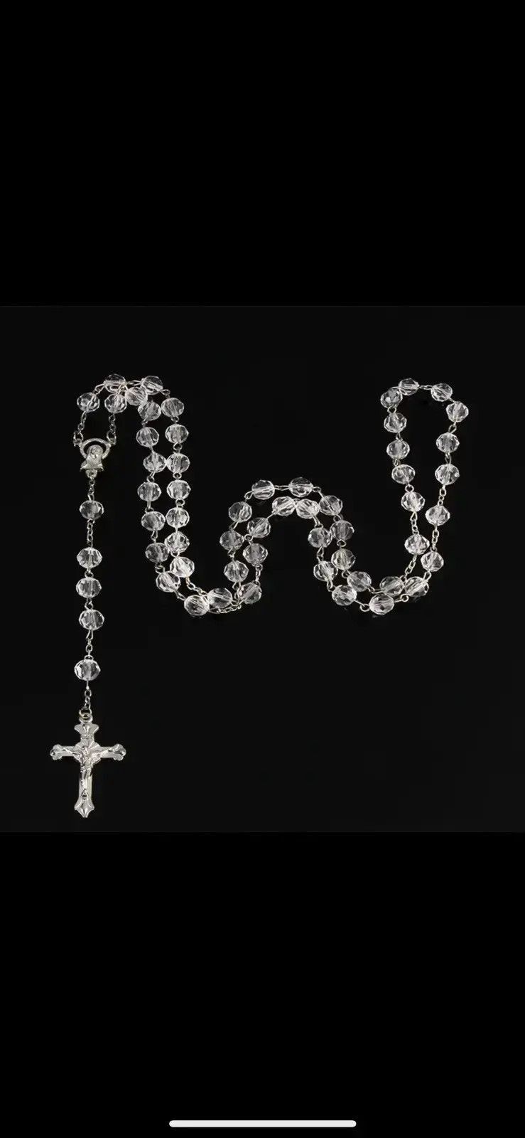 Jewelry x Vintage Victoria Pearl Imitation White Crystal Beads Necklace in Silver, Men's