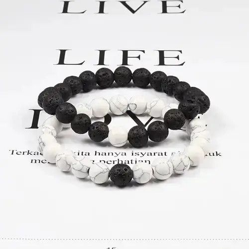 Other Bracelet Couples Natural Lava Stone Size ONE SIZE - 1 Thumbnail