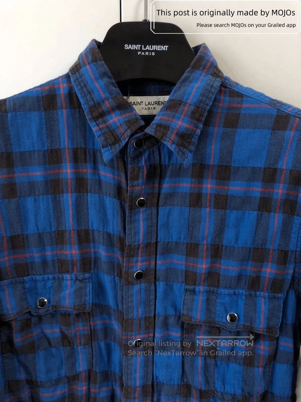 Saint Laurent Paris Saint Laurent Paris by Hedi 16SS Plaid Distressed Work Shir Size US S / EU 44-46 / 1 - 2 Thumbnail