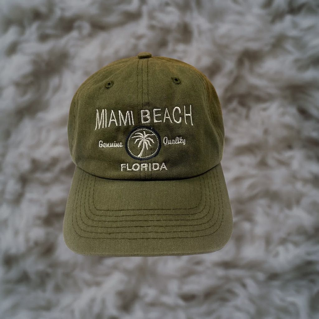 Vintage J Hats Miami Beach Florida Embroidered Adult Green Adjustable Baseball Hat Cap Size ONE SIZE - 1 Thumbnail
