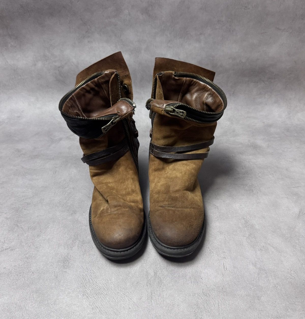 A.S.98 A.S.98 Women’s Mustard Biker Booties Leather Brown Size:38 Size US 7 / IT 37 - 3 Thumbnail
