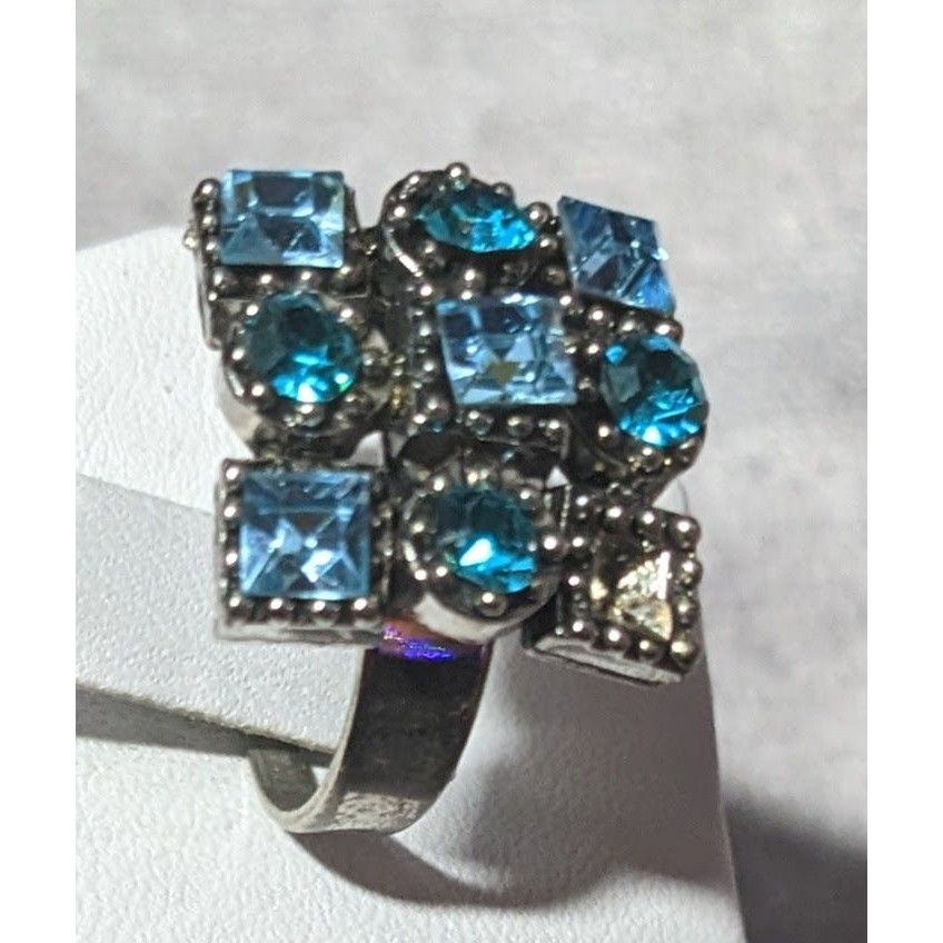Other Vintage Blue And Silver Tone Signed Adjustable Statement Rin Size ONE SIZE - 11 Thumbnail