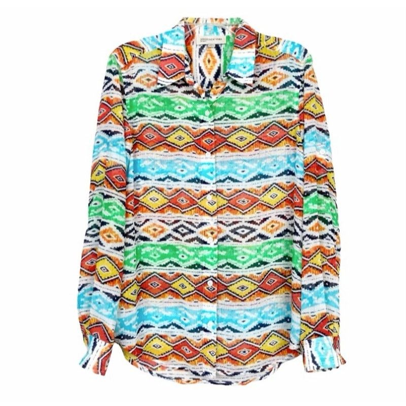 Bebe Vintage Jones New York Western Print Button Down Blouse Sz M Size M / US 6-8 / IT 42-44 - 1 Thumbnail