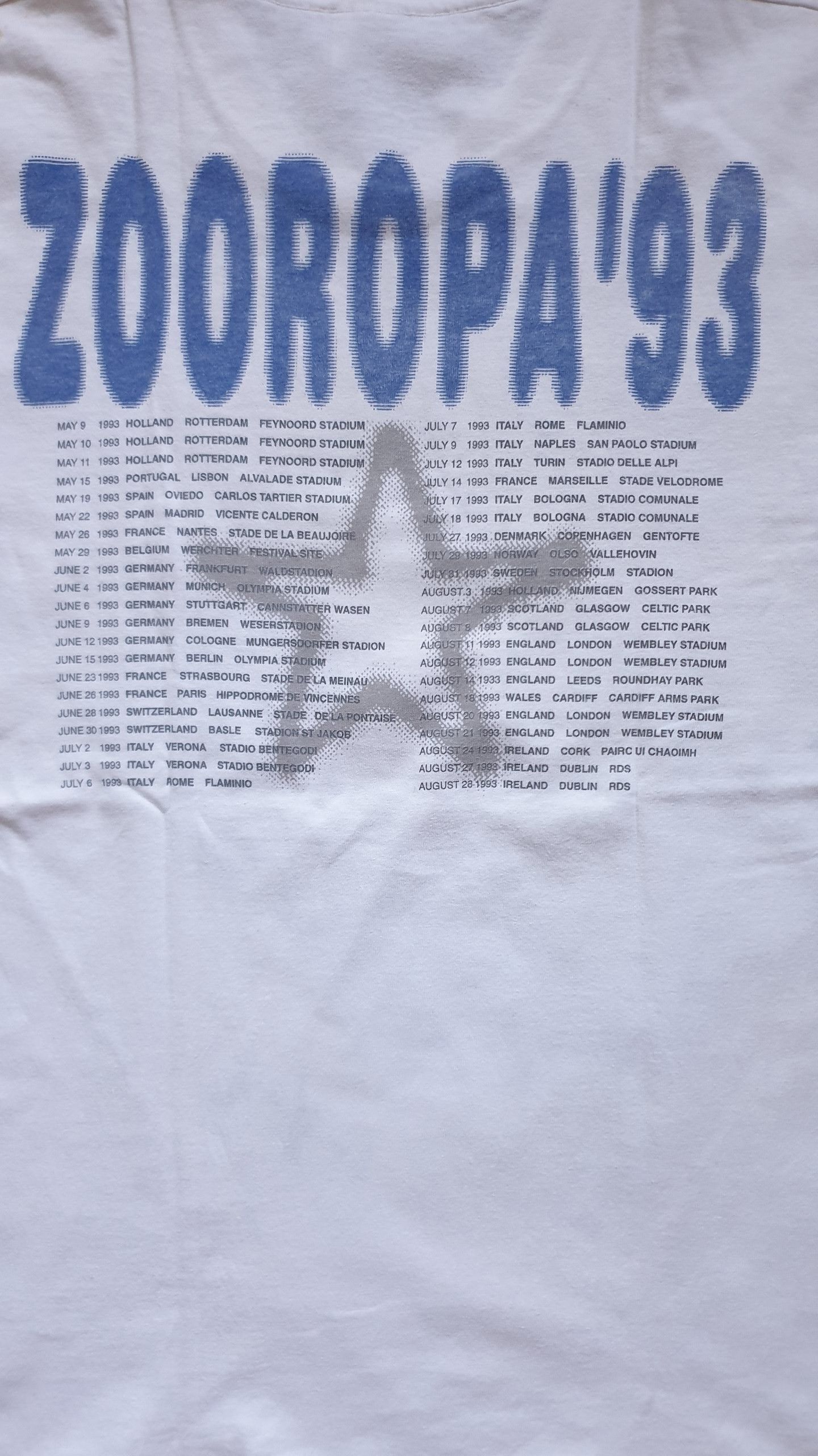 Band Tees × Fruit Of The Loom U2 - ZOOROPA TOUR 1993 Size US L / EU 52-54 / 3 - 9 Thumbnail