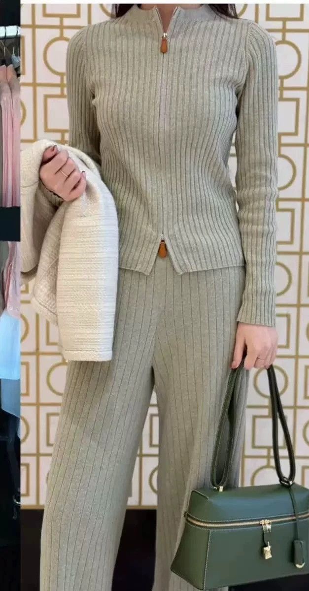 Loro Piana LORO PIANA Gray green cashmere zip sweater Size M / US 6-8 / IT 42-44 - 1 Thumbnail