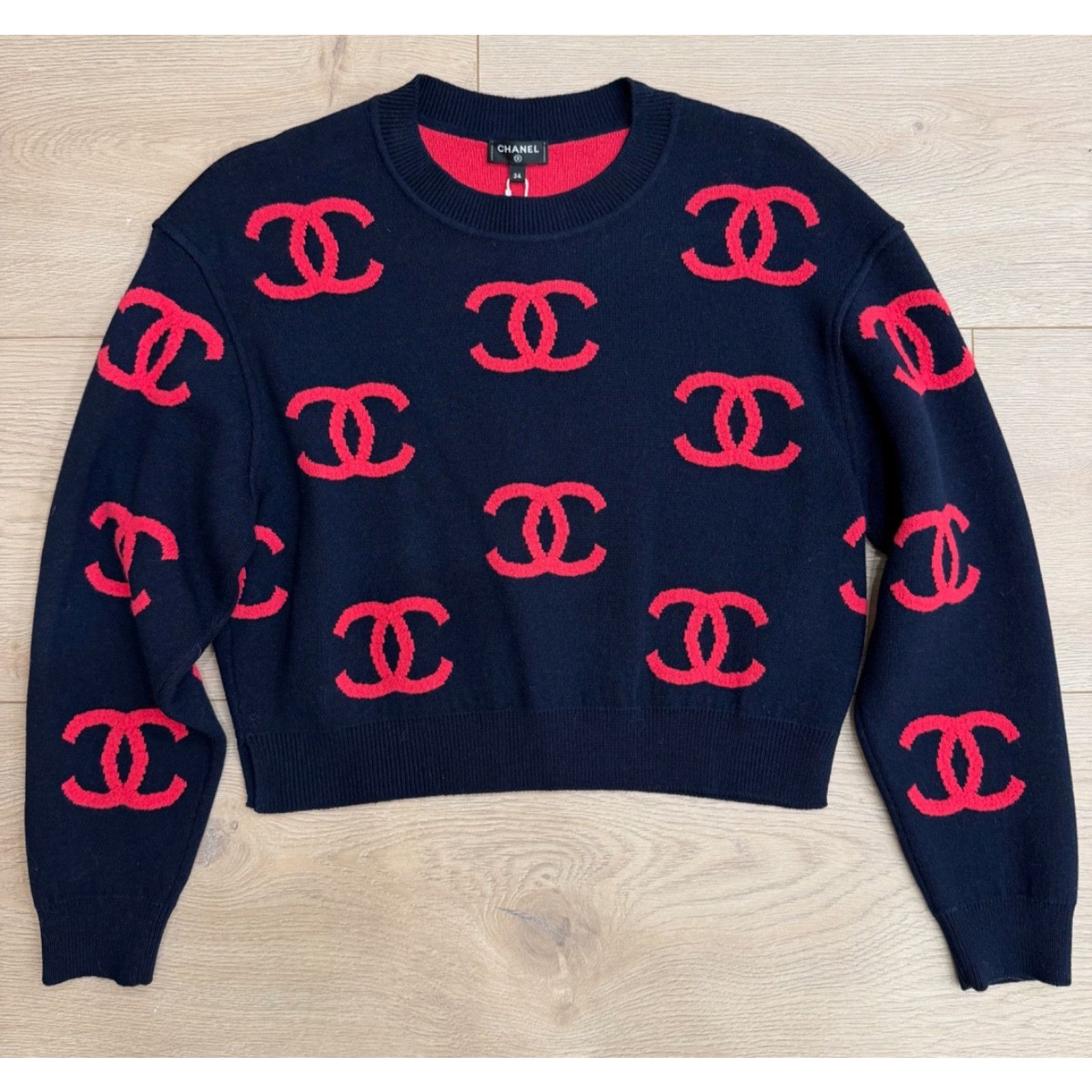 Chanel Chanel 21P Navy Pink CC Logo Cashmere Jumper Sweater 34 Size XS / US 0-2 / IT 36-38 - 2 Thumbnail