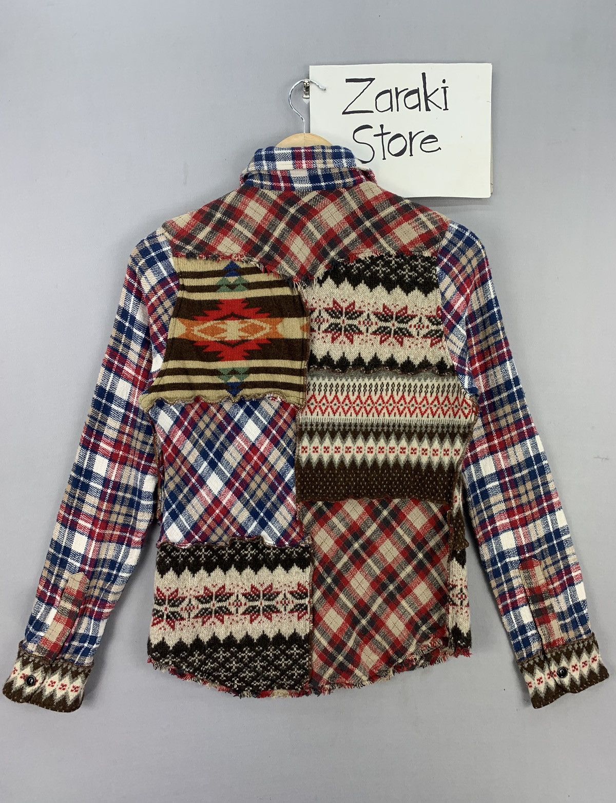 Japanese Brand Rare Navajo Patchwork Knitted Flannel Size XXS / US 00 / IT 34 - 11 Thumbnail