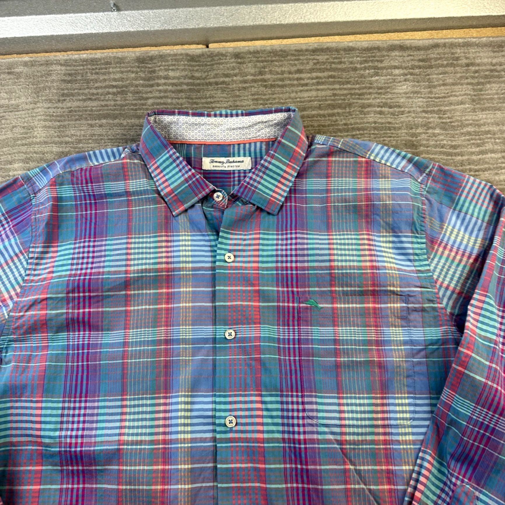 Tommy Bahama Tommy Bahama Shirt Mens 2XL Blue Plaid Button-Up Casual Cotton Stretch Size US XXL / EU 58 / 5 - 4 Thumbnail