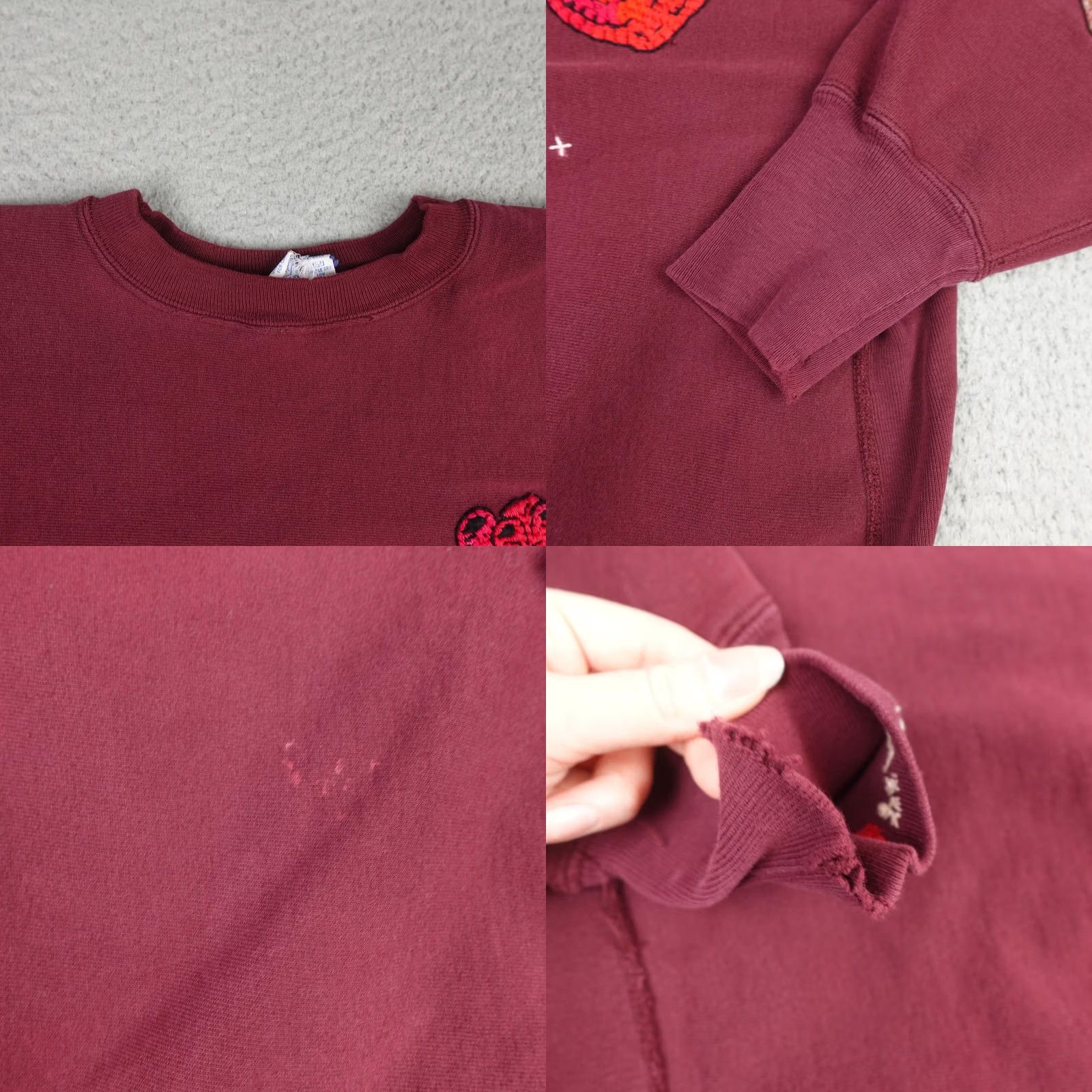 Champion VINTAGE Champion Reverse Weave Sweatshirt Mens XL Red Embroidered Heart Upcycle Size US XL / EU 56 / 4 - 8 Thumbnail