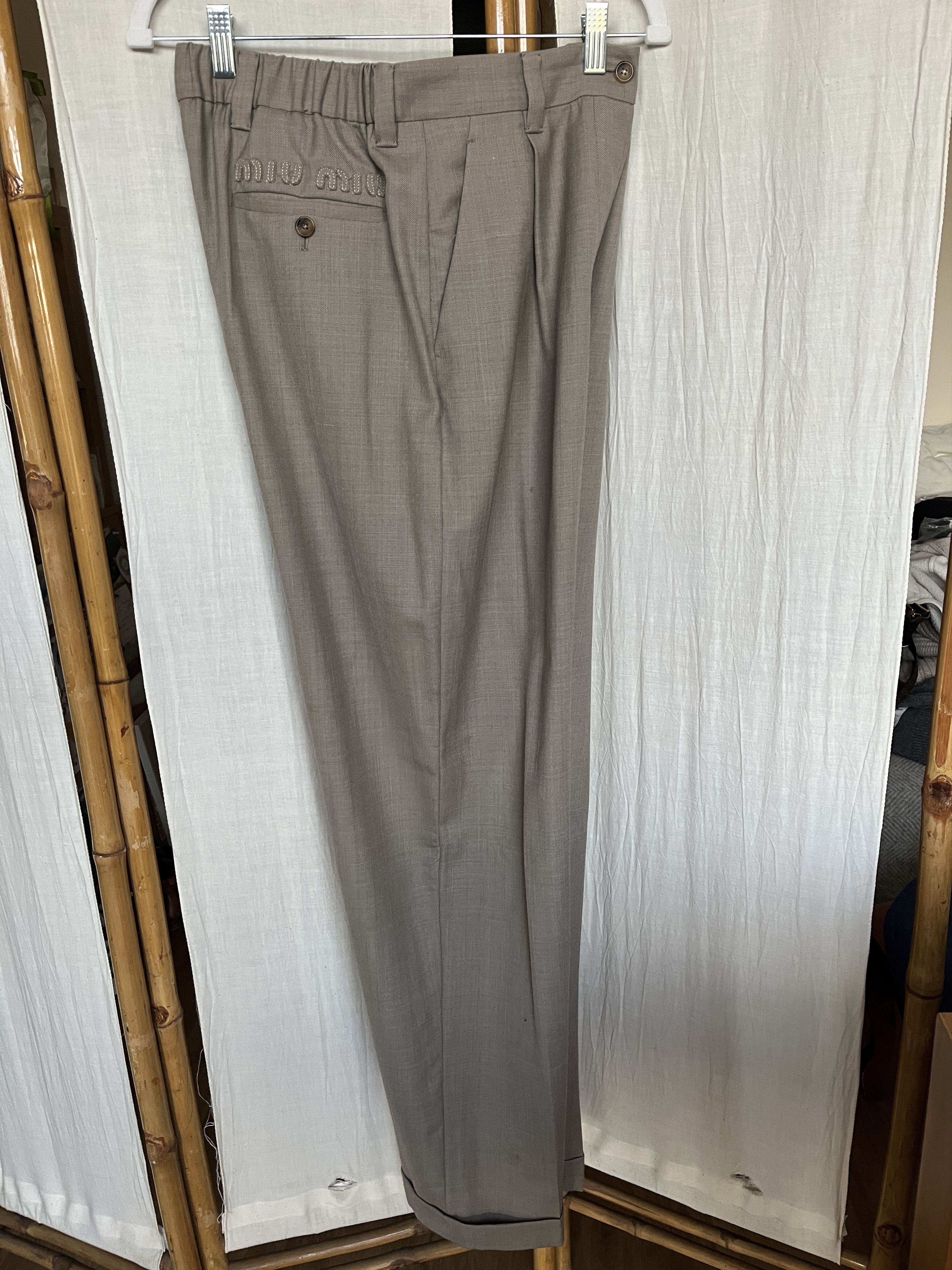 Miu Miu Miu Miu. Beige Wool Trousers. Medium/42 Size 28" / US 6 / IT 42 - 1 Thumbnail
