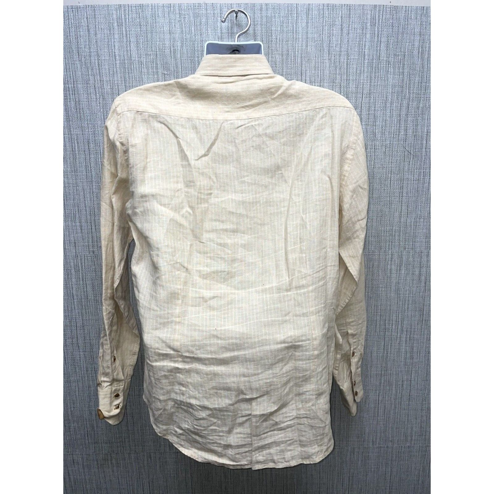 Valentino Leonard Valenti Button-Down Shirt Mens M Brown Beige Button-Up Long Sleeve Shirt Size US M / EU 48-50 / 2 - 6 Thumbnail