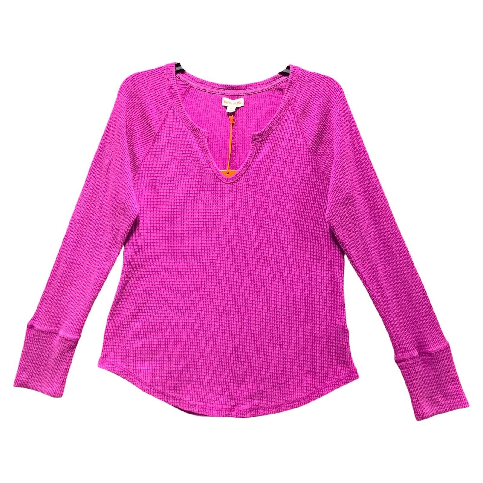 Other Knox Rose - Women's Long Sleeve Notch Neck Thermal Top - Pur Size M / US 6-8 / IT 42-44 - 3 Thumbnail