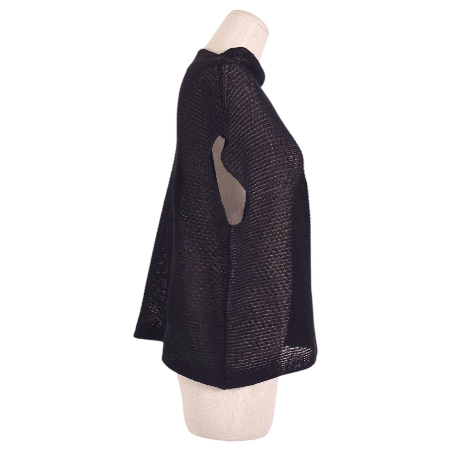 Eileen Fisher Eileen Fisher Organic Cotton Boxy Mock Neck Top Black Sz XXS Size XXS / US 00 / IT 34 - 4 Thumbnail