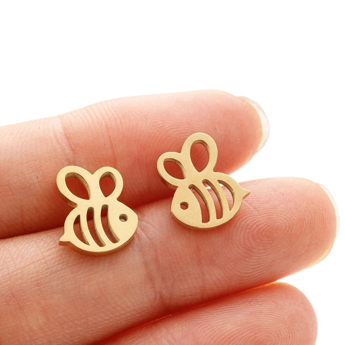 Jewelry Cute Bee Stud Earrings Charm Stainless Earring Gift Size ONE SIZE - 2 Thumbnail
