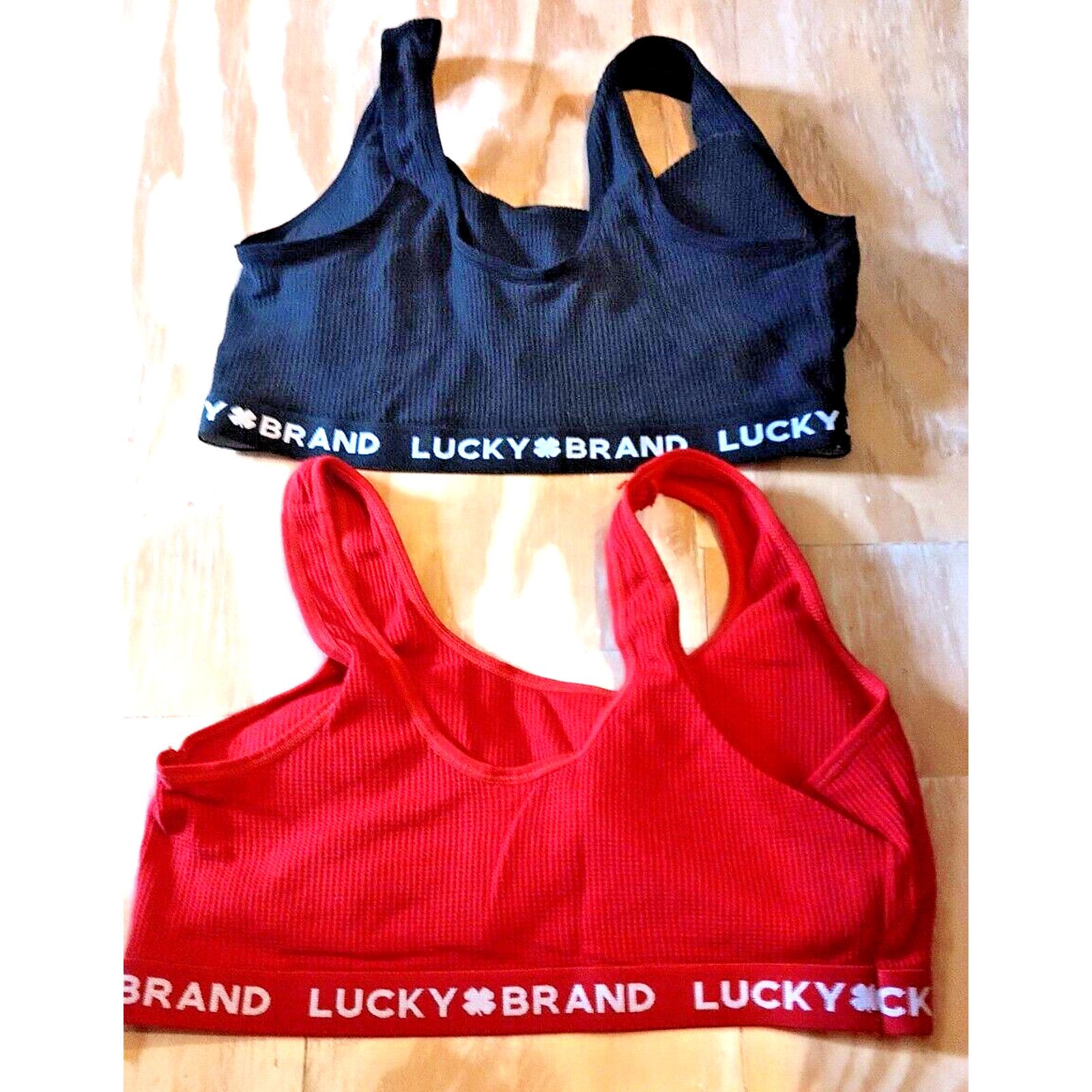 Lucky Brand Women's Med Lucky Brand 2 Cotton Ribbed Sport Bralette Size ONE SIZE - 4 Thumbnail