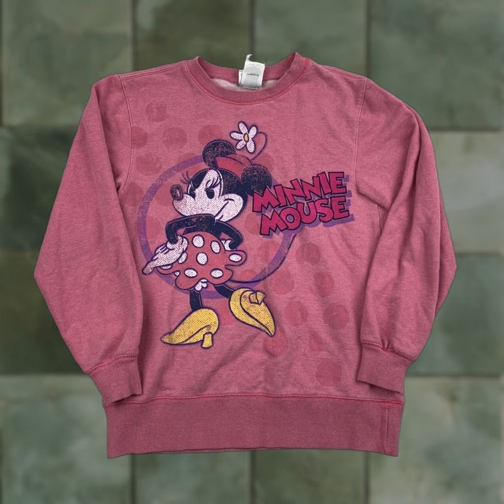 Disney Minnie Mouse Sweatshirt Disney All Over Print Womens XS Pink Crewneck Pullover Cartoon Size XS / US 0-2 / IT 36-38 - 1 Thumbnail