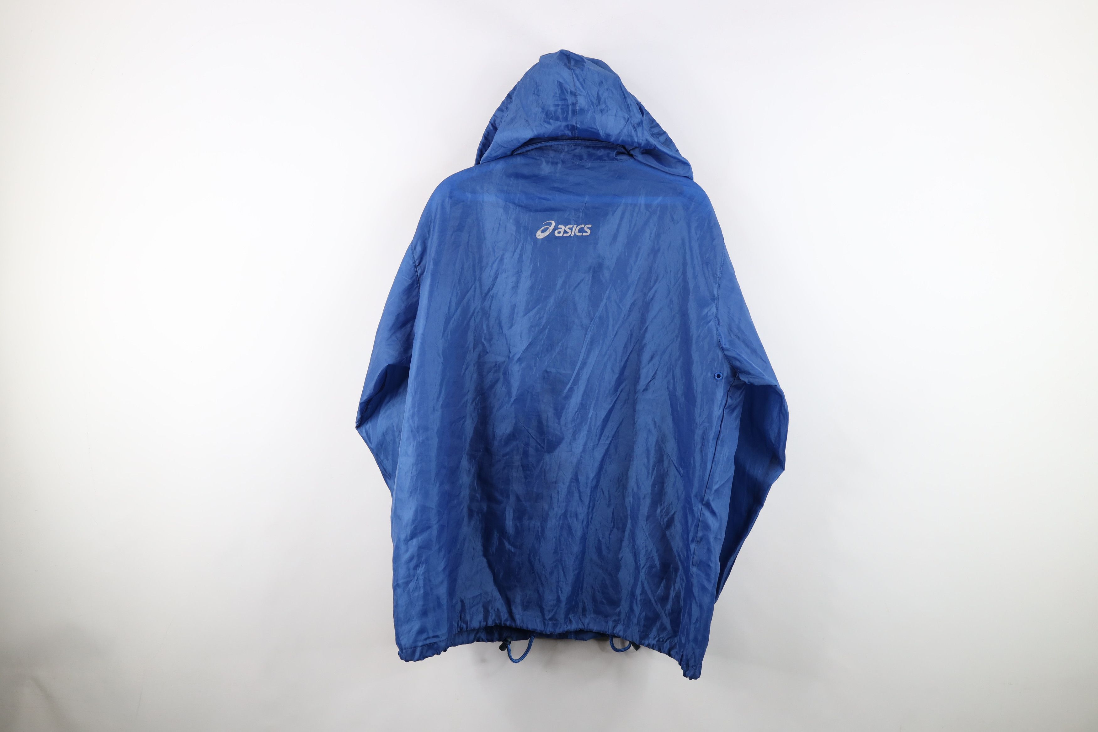 Asics Vintage 90s ASICS Spell Out Hooded Windbreaker Jacket Blue Size XL / US 12-14 / IT 48-50 - 13 Thumbnail