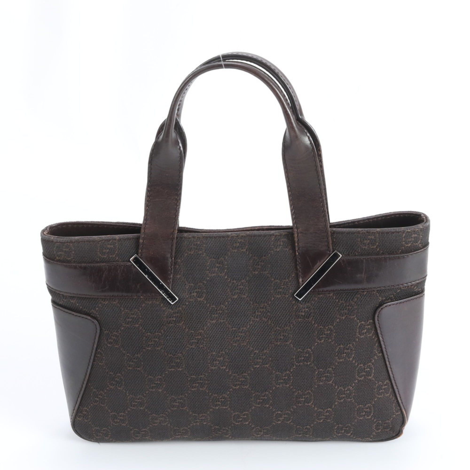 Gucci GG Canvas 73984 Leather Tote Bag Shoulder Handbag Brown Women's