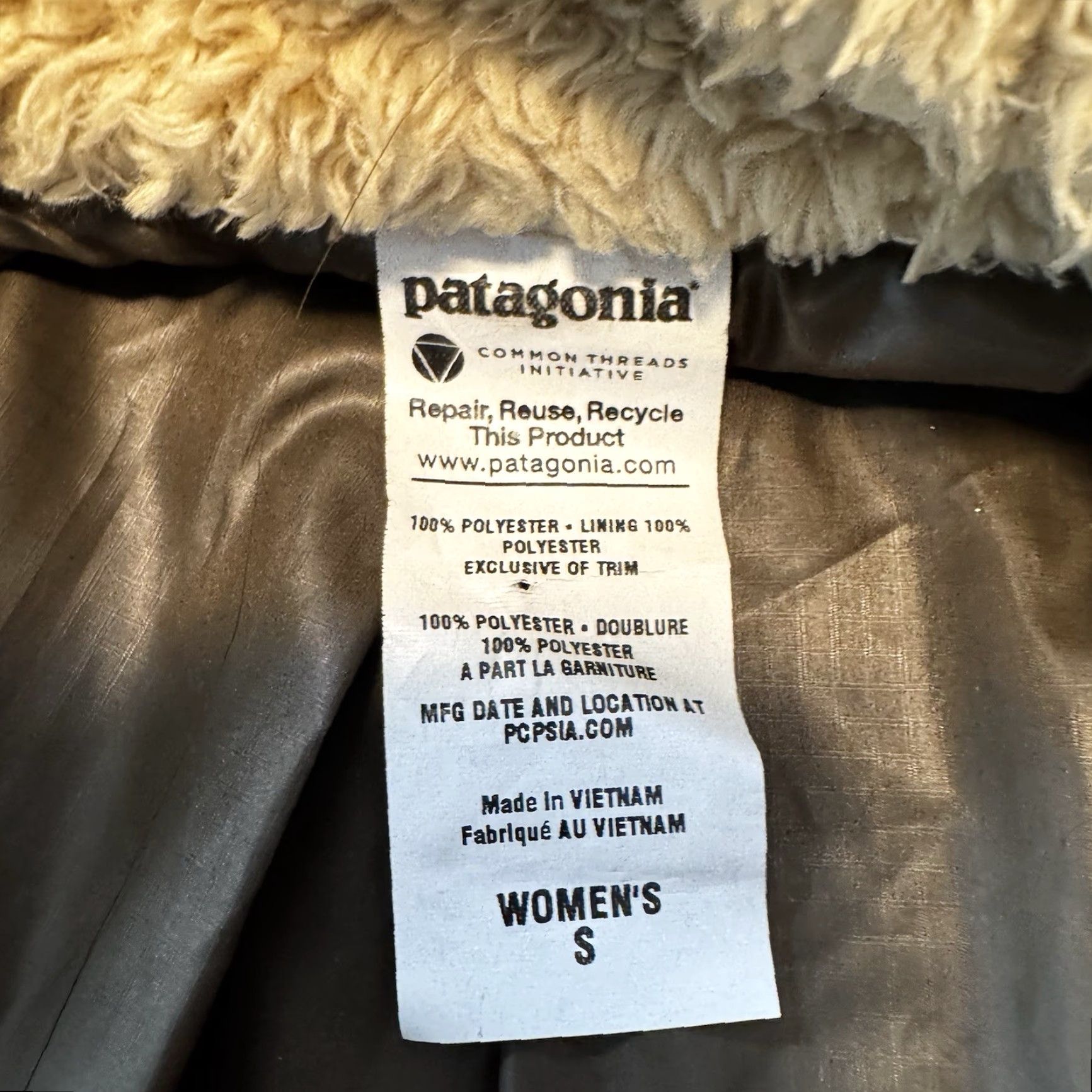Patagonia Patagonia Los Gatos Vest Womens Small Ivory Brown Reversible Fleece Sherpa 25205 Size S / US 4 / IT 40 - 4 Thumbnail