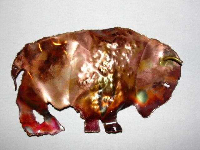 Handmade Brutalist Hand Made Buffalo Brass Pin Size ONE SIZE - 1 Thumbnail