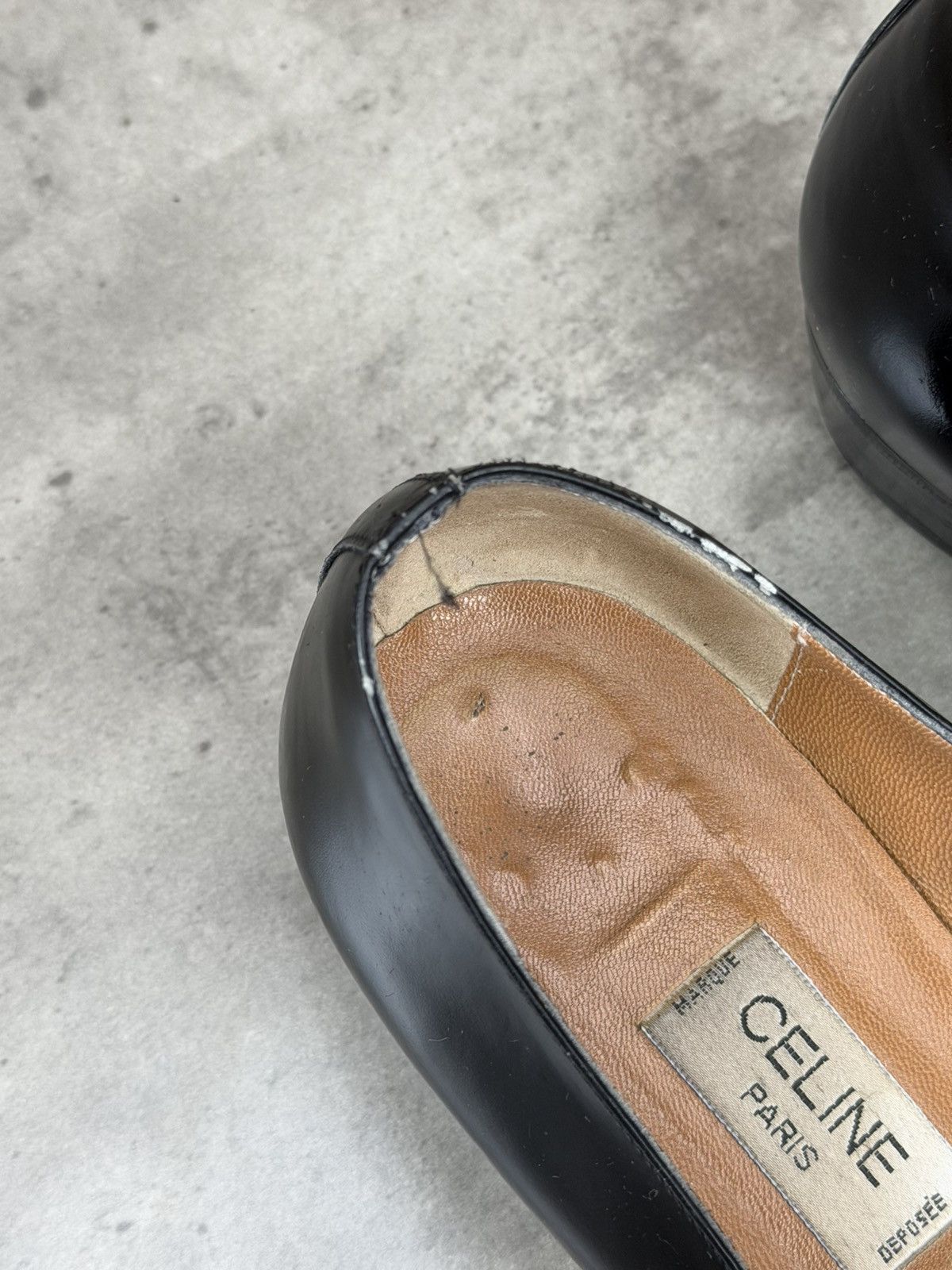 Celine Vintage Celine Leather Loafers Black Red Size 40 1/2 Size US 10.5 / IT 40.5 - 8 Thumbnail