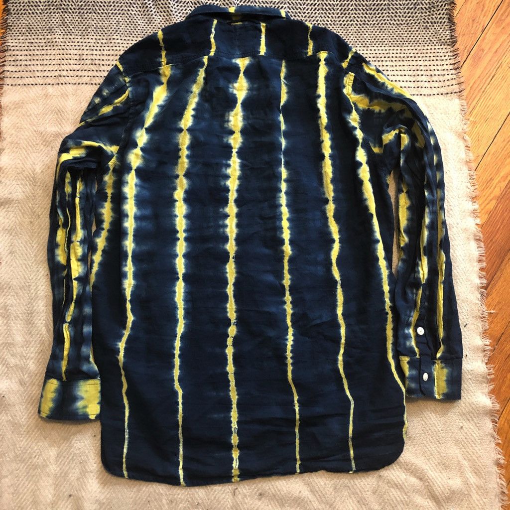 18 East Bangs Button Up Overshirt - Navy/Sunshine Tie Dye Stripe Size US L / EU 52-54 / 3 - 6 Thumbnail